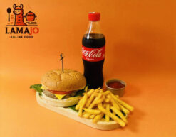 Տավարի բուրգեր + ֆրի + Կոլա